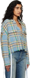 R13 Blue Cropped Work Shirt