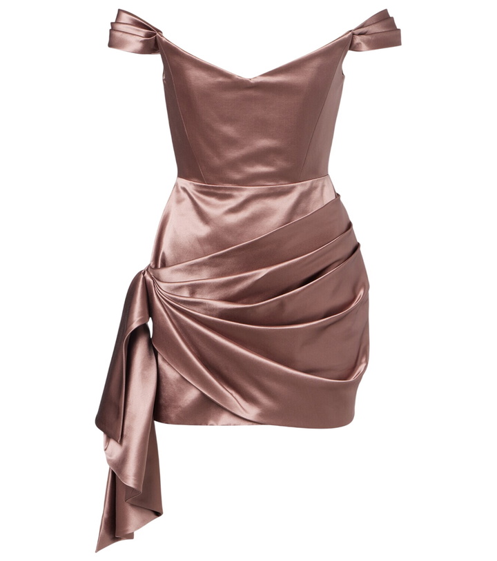 Photo: Alex Perry Off-shoulder cotton and silk satin minidress
