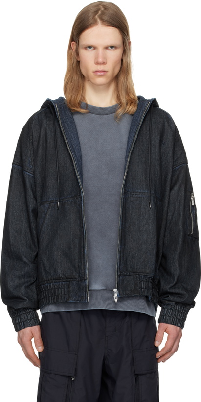 Photo: Juun.J Navy Work Zip-Up Oil Denim Jacket