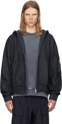 Juun.J Navy Work Zip-Up Oil Denim Jacket