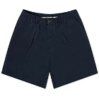 Universal Works Men's Pleated Track Short in Navy