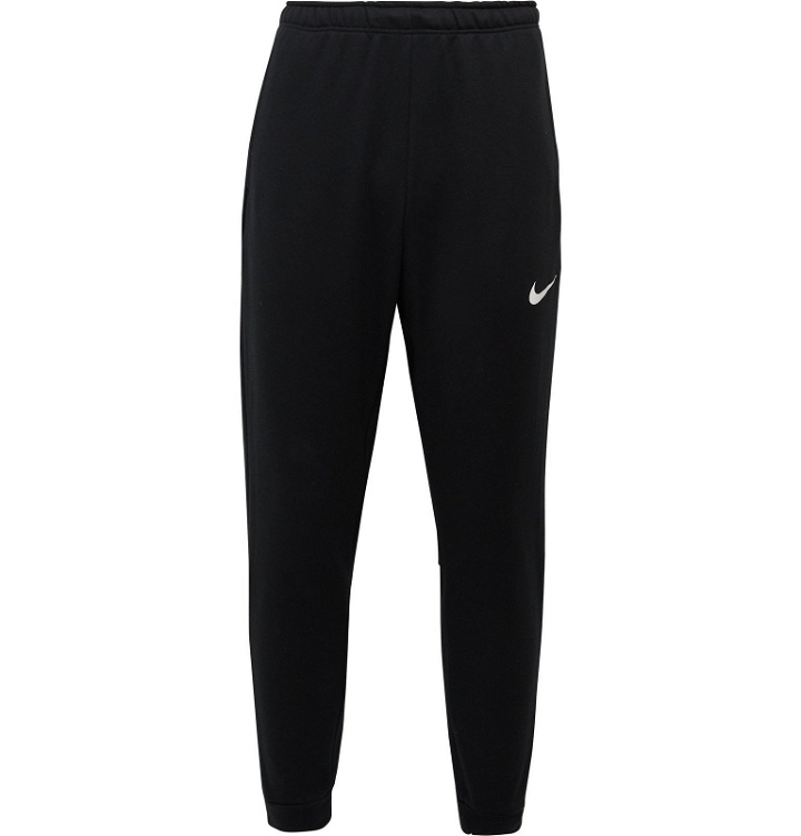 Photo: Nike Training - Slim-Fit Tapered Logo-Print Fleece-Back Jersey Sweatpants - Black