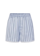 Skims Lace-trim Woven Shine Boxer Shorts Blue