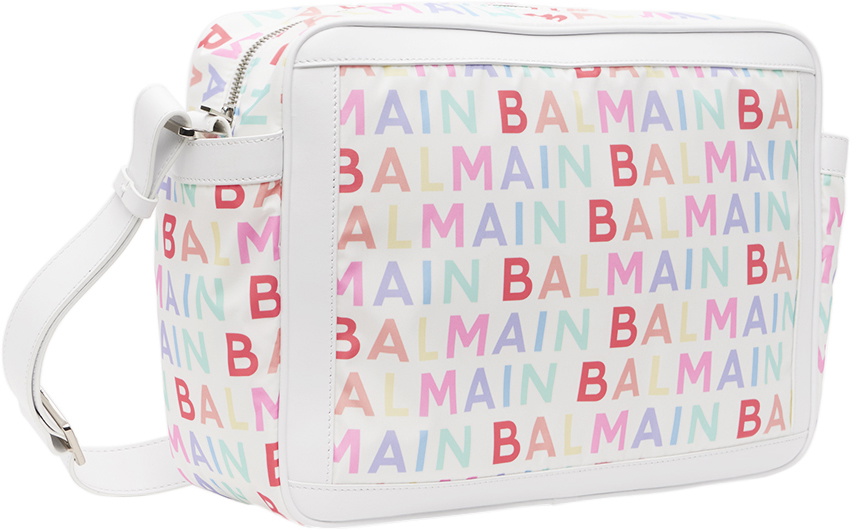 Balmain Baby White Printed Changing Bag & Mat Set Balmain