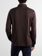 Mr P. - Silk and Cotton-Blend Polo Shirt - Brown