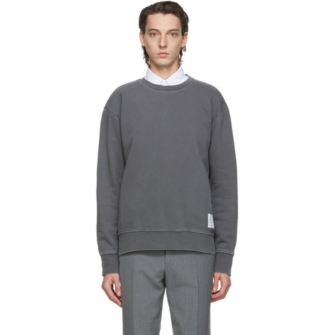 Photo: Thom Browne Grey Loopback Classic Sweatshirt