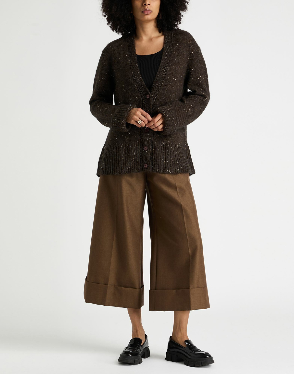 Manila Grace Womens Cardigan Dark in Brown