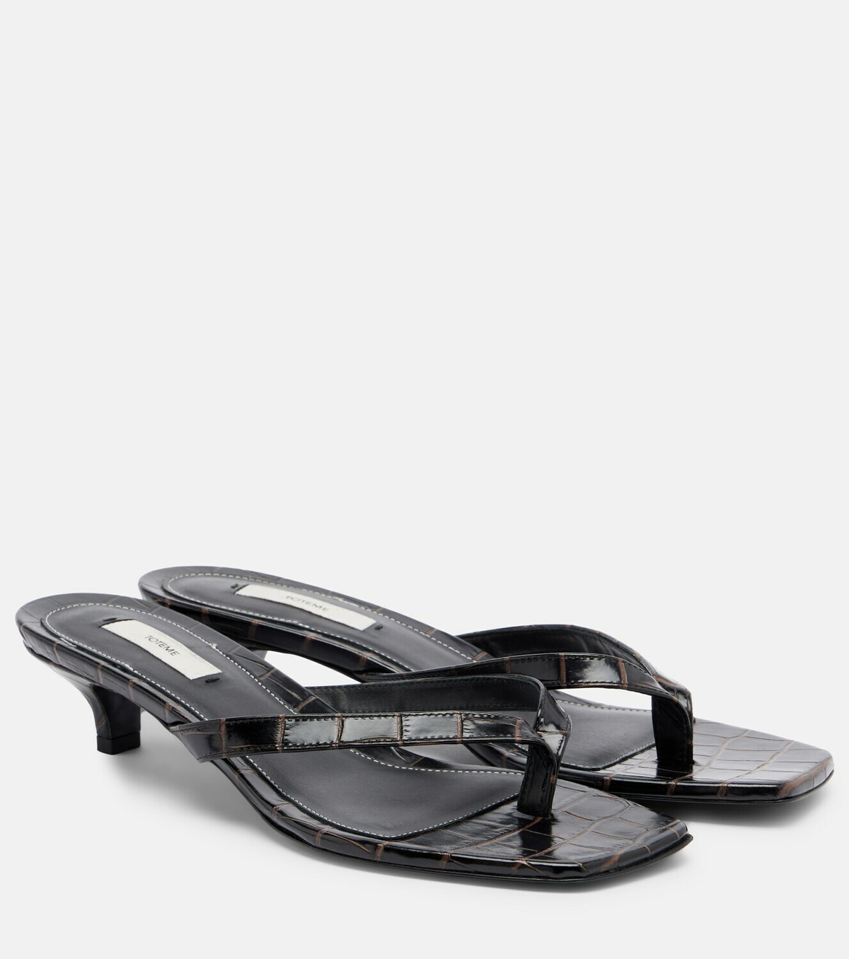 Toteme Croc-effect leather thong sandals