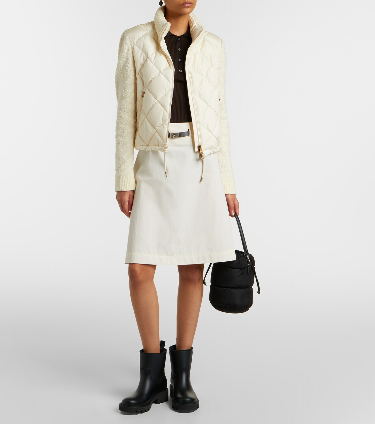 Moncler Down-paneled cotton-blend cardigan