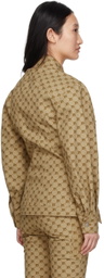 BONBOM Beige Monogram Print Jacket