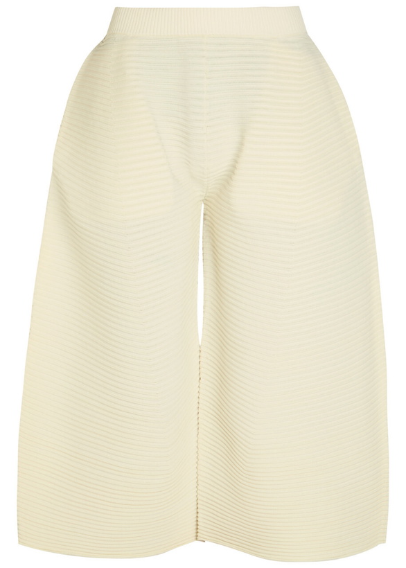 Photo: Issey Miyake Corrugated Cropped Ribbed-knit Trousers Off White