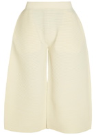 Issey Miyake Corrugated Cropped Ribbed-knit Trousers Off White