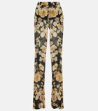 Saint Laurent Wide leg floral silk pants