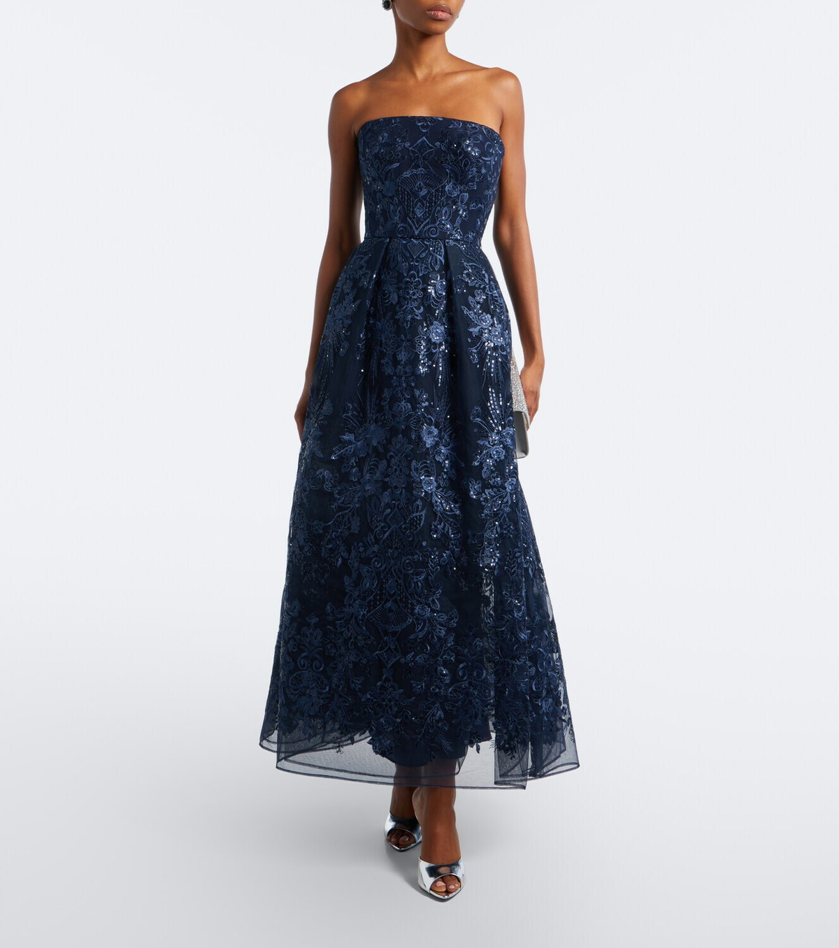 Elie Saab Sequined lace bustier gown