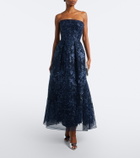 Elie Saab Sequined lace bustier gown