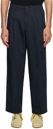 POTTERY Navy Two Pleated Trousers