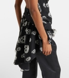 McQueen Skull asymmetric halterneck chiffon top