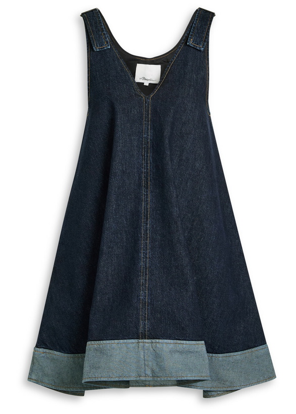 white christmas dresses 3.1 Phillip Lim | Washed Black V-Neck Denim Slip Dress with Lace main image 1