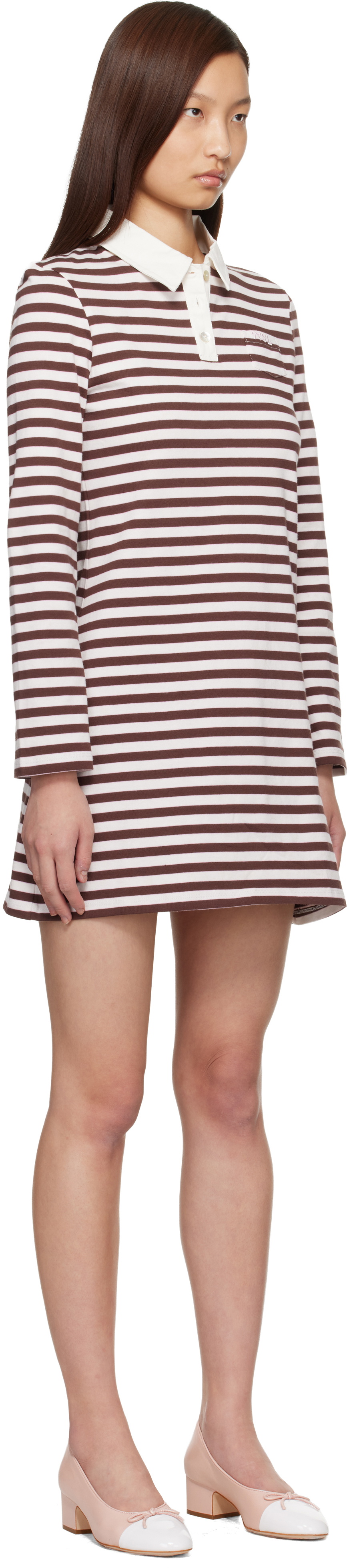 Sandy Liang Off-White & Brown Toto Minidress