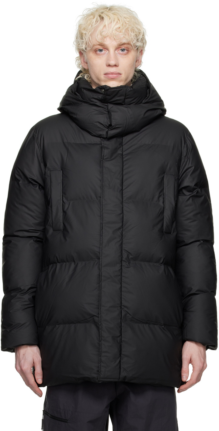 RAINS Black Boxy Puffer Jacket Rains