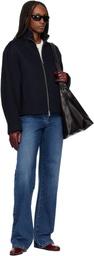 TONYWACK Navy Wool Alpaca Zippered Jacket