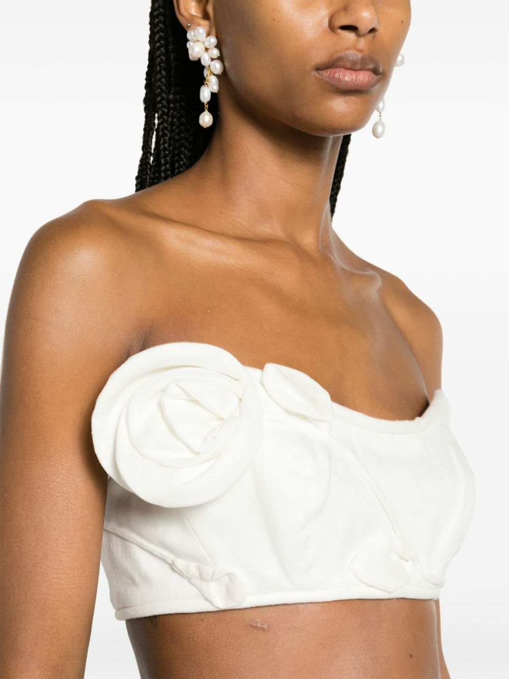ZIMMERMANN White Matchmaker Rose-Appliqué Crop Top