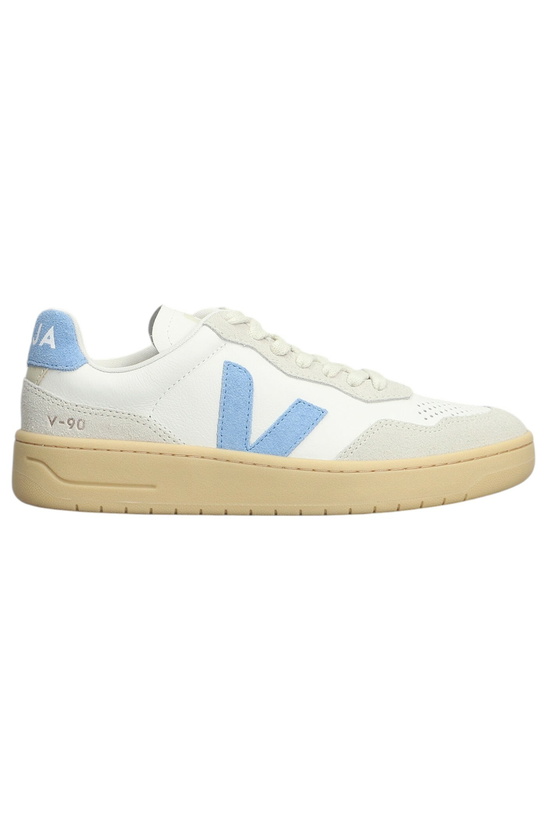 Photo: Veja V-90 O.t. Sneakers In White Suede And Leather