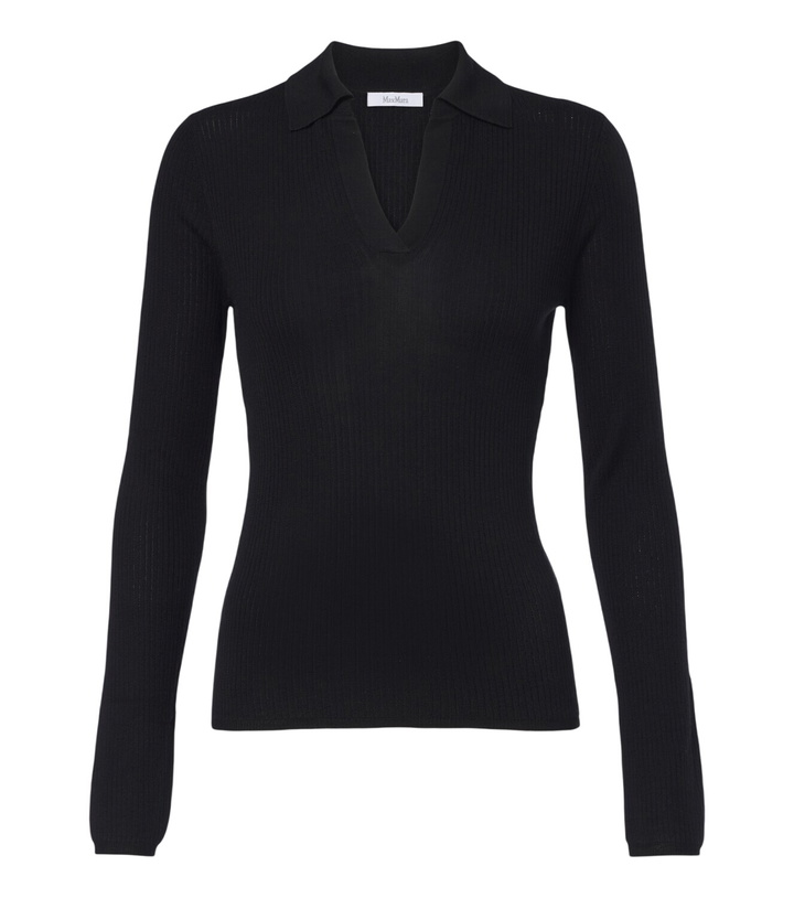 Photo: Max Mara Ribbed-knit silk and cashmere polo sweater