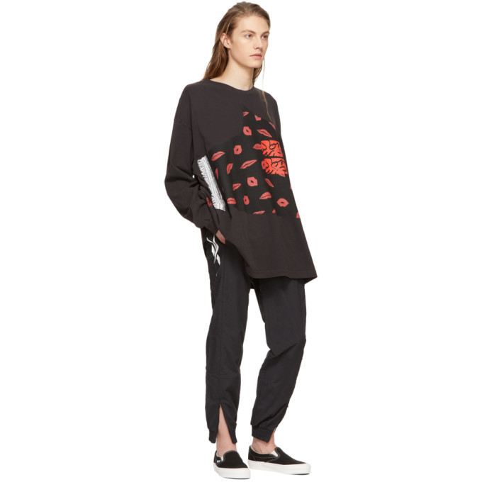 Some Ware Black Long Sleeve Colorblock Hearts T-Shirt