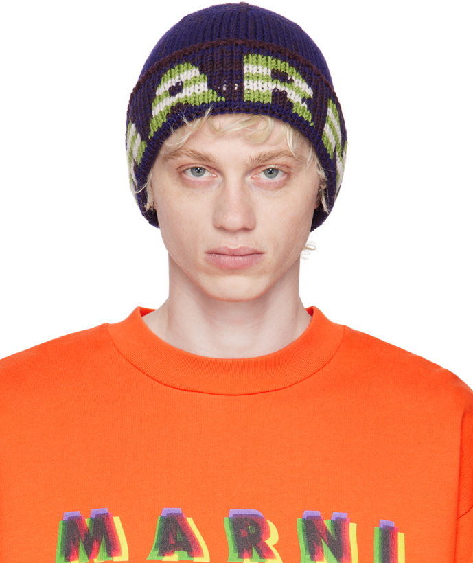 Photo: Marni Navy & Brown Jacquard Beanie