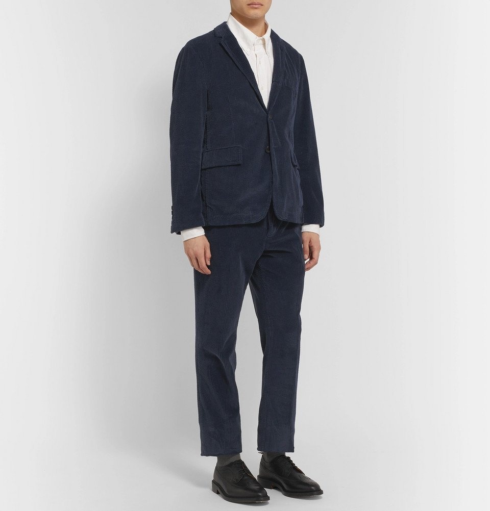 Thom Browne - Navy Slim-Fit Unstructured Garment-Dyed Cotton-Corduroy ...