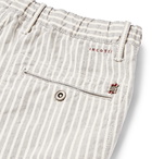 Incotex - Slim-Fit Tapered Striped Cotton and Linen-Blend Trousers - Men - Navy