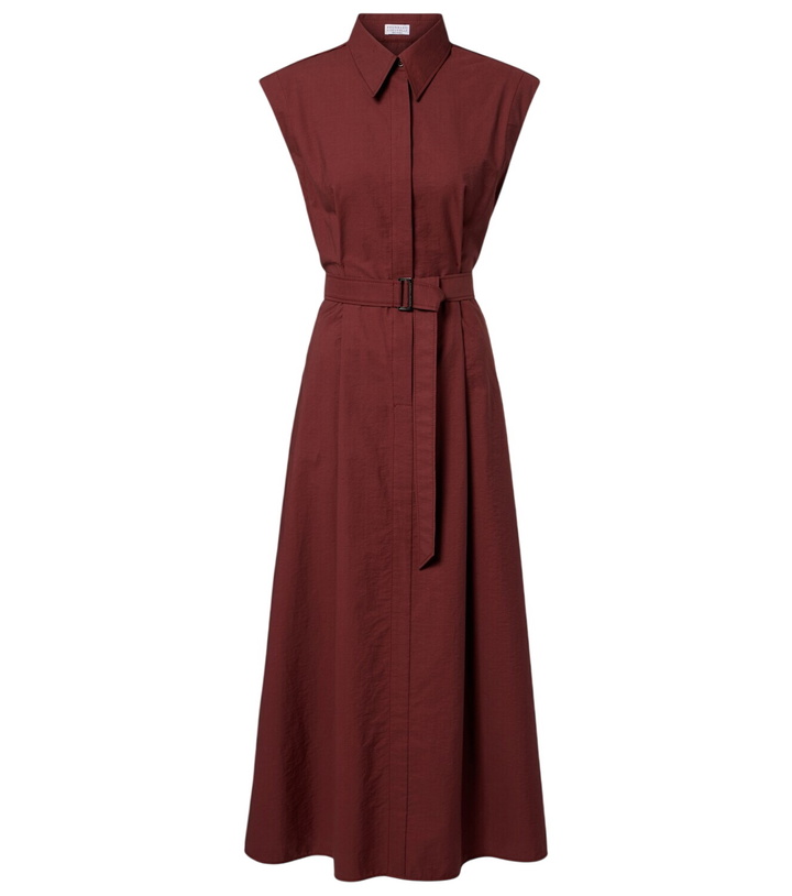 Photo: Brunello Cucinelli Monili cotton-blend midi dress