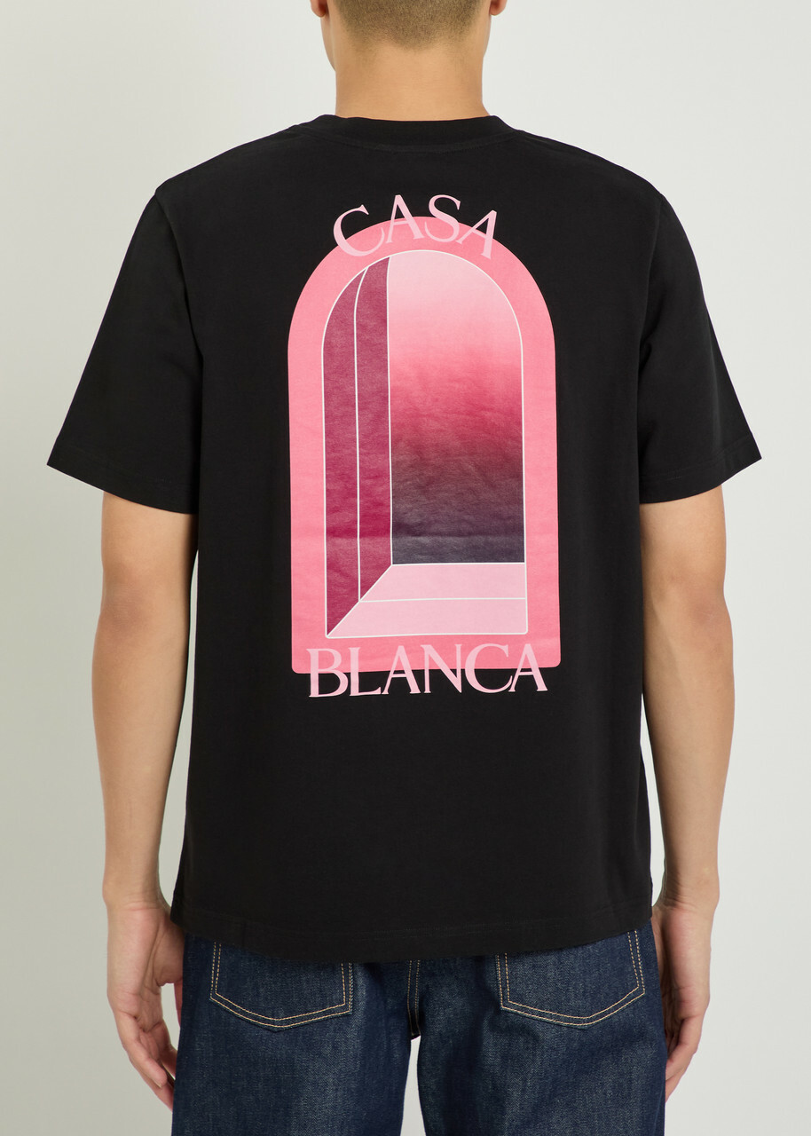 Casablanca Arches Printed Cotton T-shirt Black