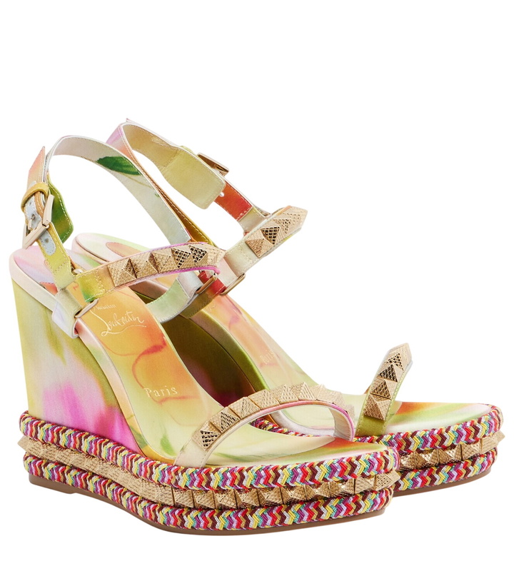 Photo: Christian Louboutin Pyra Clou studded floral chiné espadrille wedges