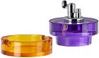 Edie Parker Purple & Orange Glass Ashtray Tabletop Lighter