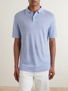Hartford - Knitted Linen Polo Shirt - Blue