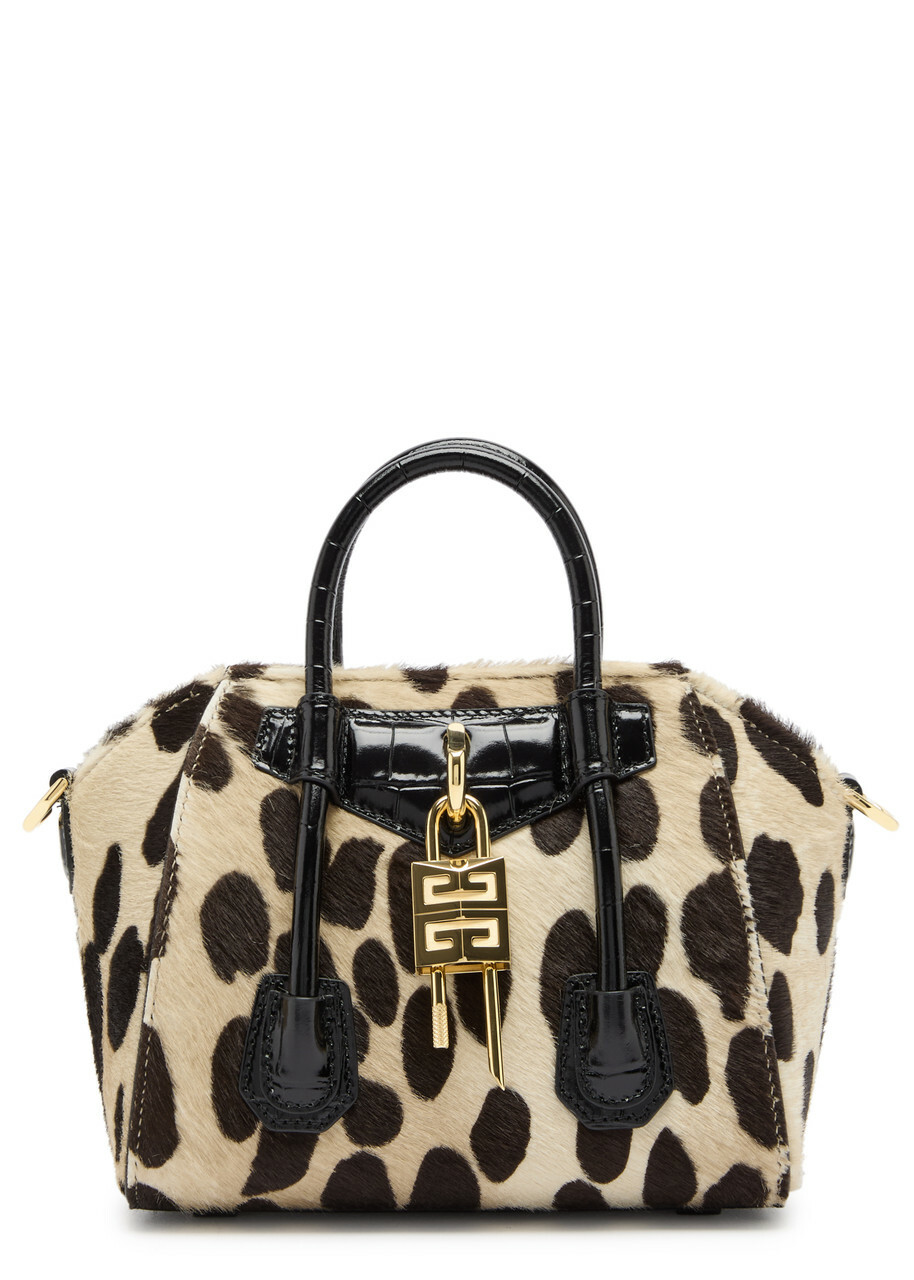 Givenchy Antigona Lock Toy Leopard Calf-hair top Handle bag