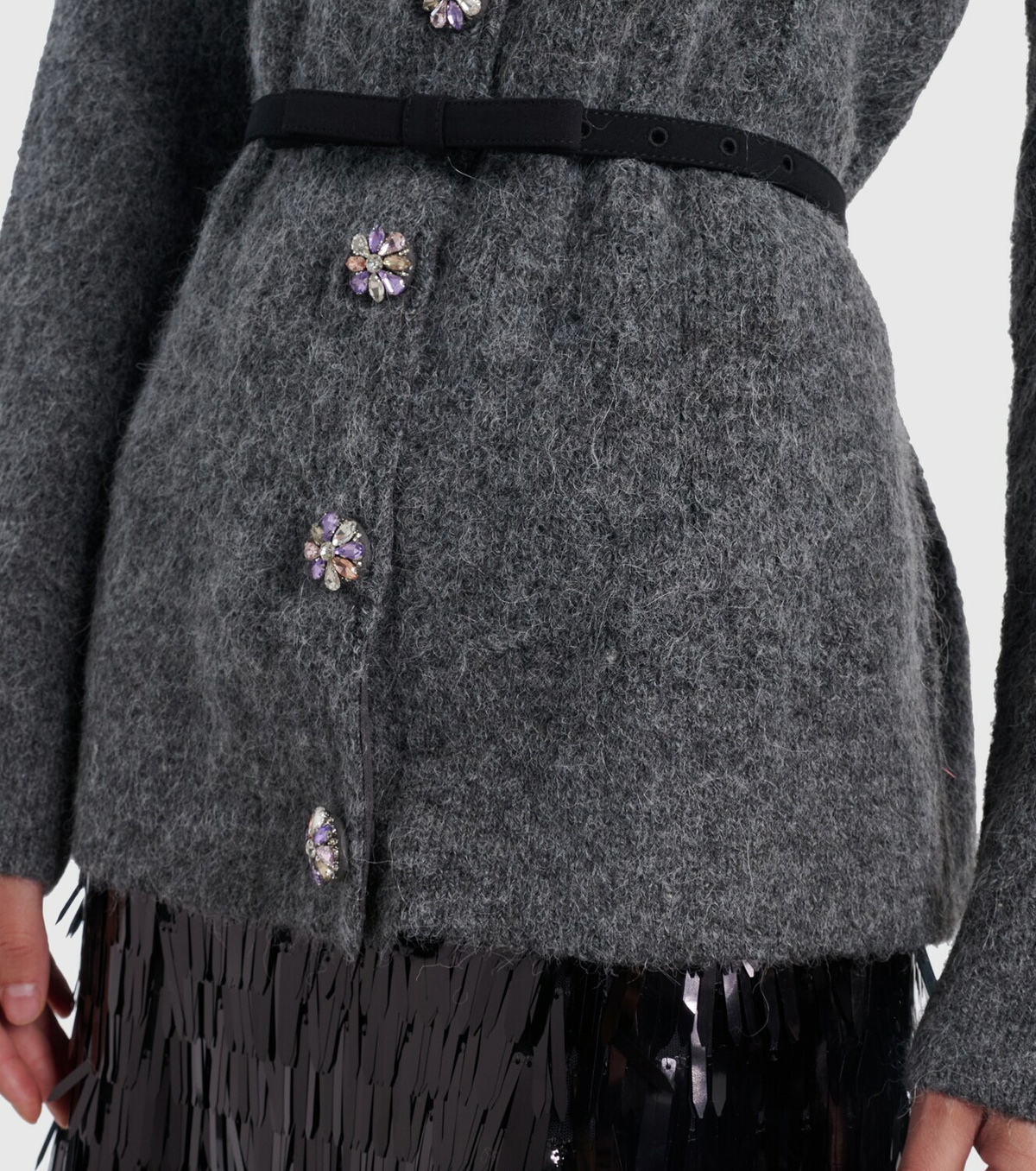 Self-Portrait Belted embellished cardigan