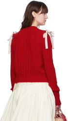 Molly Goddard Red Ribbon Cardigan