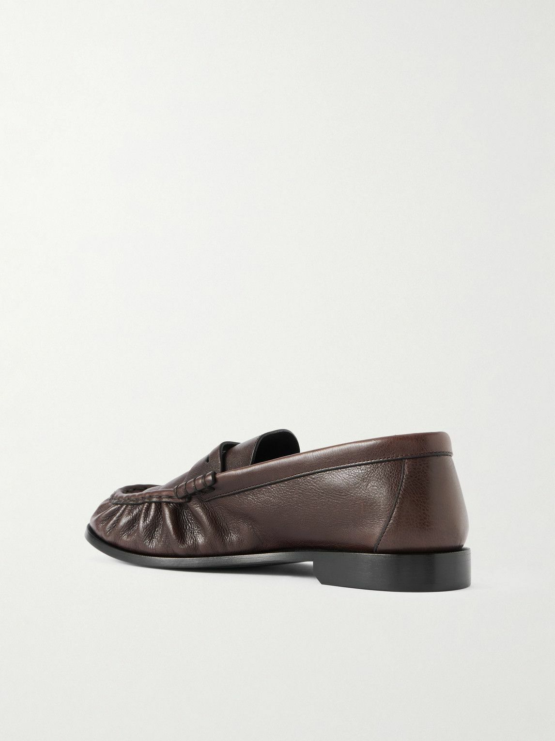 SAINT LAURENT - Le Loafer Monogram Logo-Appliquéd Full-Grain Leather Penny Loafers - Brown