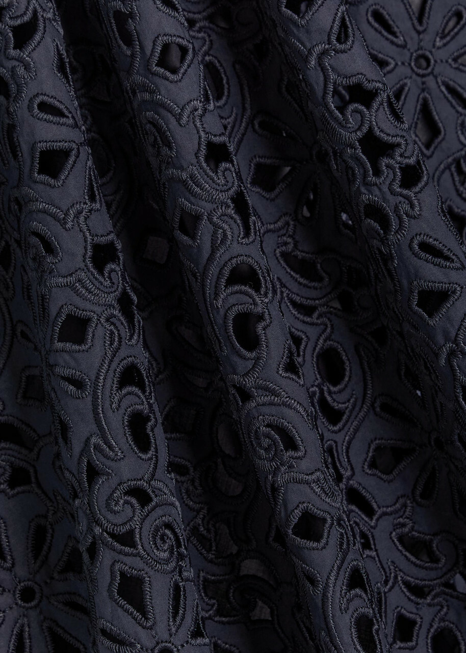 Rebecca Vallance Antalya Embroidered Belted Cotton Midi Dress Navy