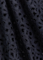 Rebecca Vallance Antalya Embroidered Belted Cotton Midi Dress Navy