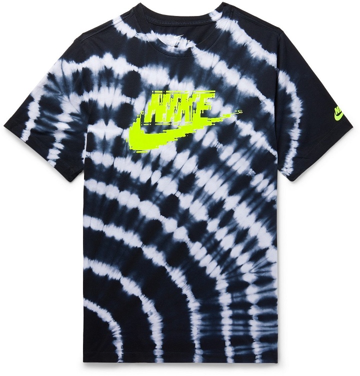 Photo: Nike - Sportswear Logo-Print Tie-Dyed Cotton-Jersey T-Shirt - Black
