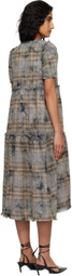 R13 Blue Shredded Relaxed Midi Dress