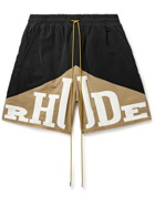 Rhude - Wide-Leg Logo-Print Shell Drawstring Shorts - Black