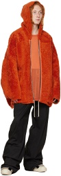 Rick Owens Beige & Orange Jumbo Peter Reversible Shearling Jacket