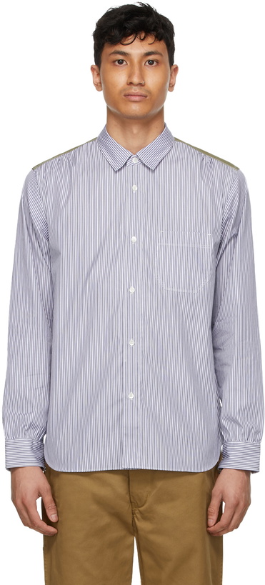 Photo: Junya Watanabe Blue & White Paneled Stripe Shirt