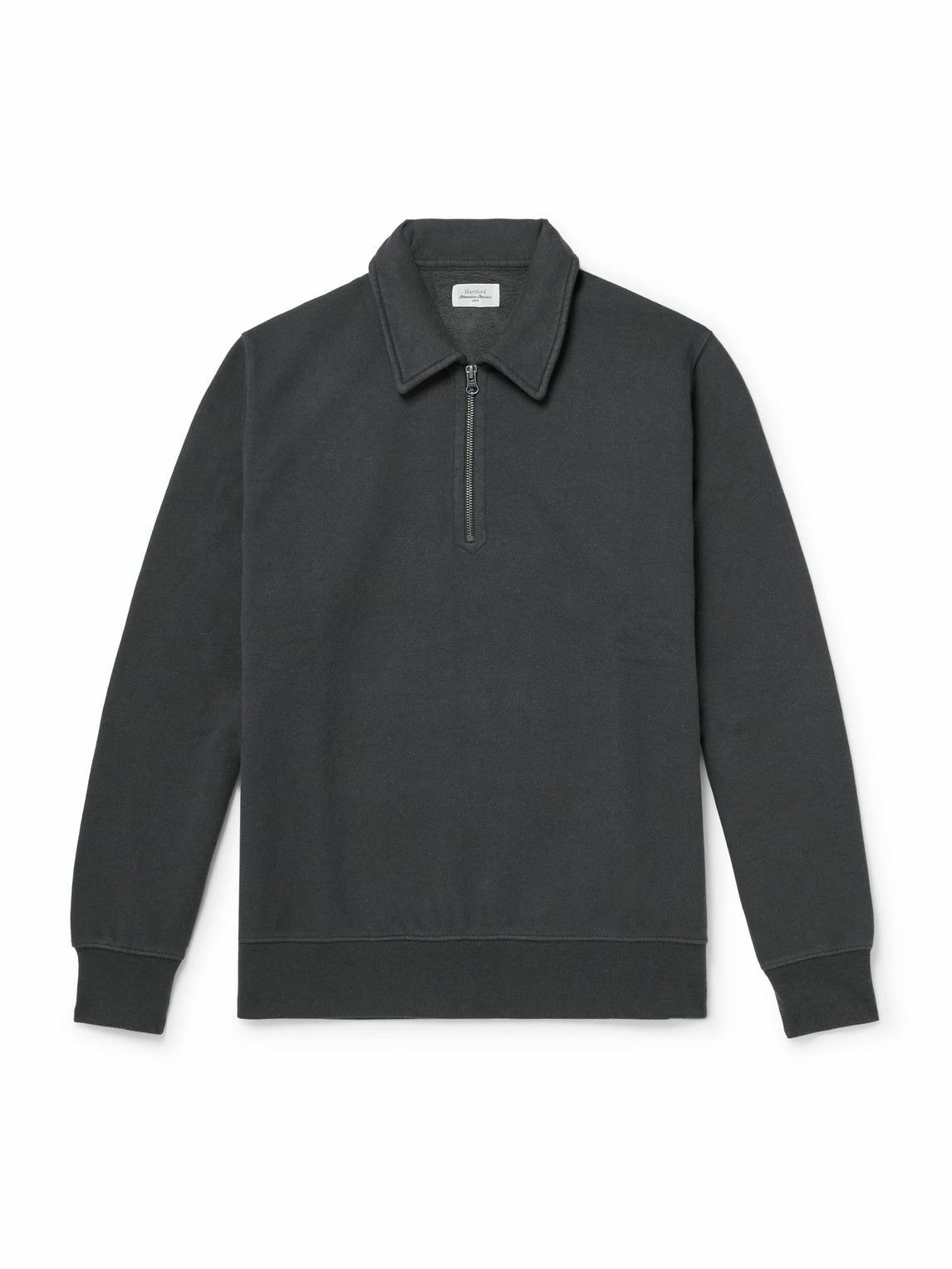 Hartford - Cotton-Blend Jersey Half-Zip Sweatshirt - Gray