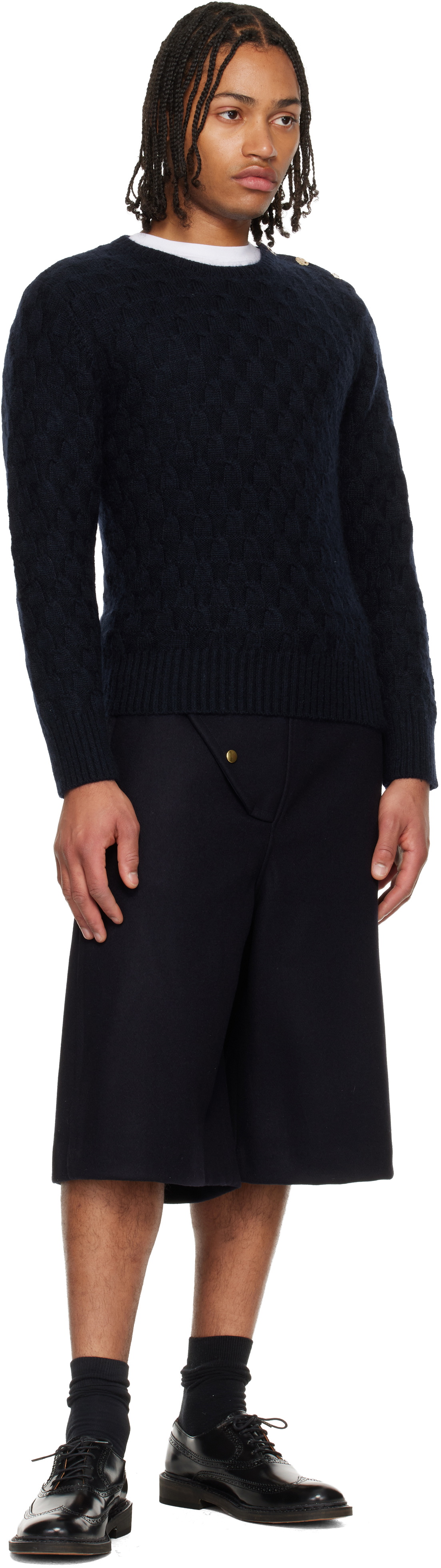 Wales Bonner Navy 'The Chord' Sweater